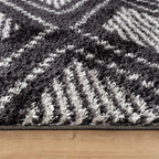 Rugshop Geometric Shag Runner Rug Anthracite Dark Gray and White 2' 3" x 12' Great for Long Hallways, Open Entryways, or Galley Kitchens
