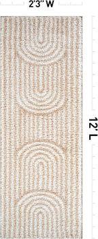 Rugshop Abstract Arch Shag Runner Rug Beige 2' 3" x 12' Great for Long Hallways, Open Entryways, or Galley Kitchens
