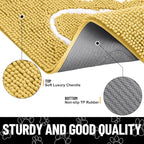 Smiry Dog Door Mat for Muddy Paws, Absorbent Dirt Trapper Non Slip Quick Dry Washable Chenille Mat for Mud Dogs, Entry Rug for Indoor and Outdoor (48x30 Inches, Yellow and White)