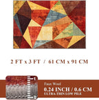 YIHOUSE Brown Entryway Rug 2x3, Small Burnt Orange Rug for Indoor Entrance, Farmhouse Kitchen Rugs Washable,Geometric Area Rug,Vintage Welcome Mats for Front Door, Burgundy Boho Rugs for Entryway
