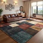 DweIke Washable Area Rugs for Living Room, 5x7 Soft Bedroom Rugs, Geometric Print Non-Slip Modern Rug, Stain Resistant Throw Carpets for Office Nursery Dining Room Home Dorm Decor, Colorful