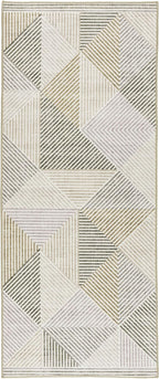 ReaLife Rugs Machine Washable Area Rug Runner - Living Room Bedroom Bathroom Kitchen Entryway Office - Padded Low Pile Stain Resistant Premium - Modern Geometric Contemporary - Miles - Beige 2'6"x8'