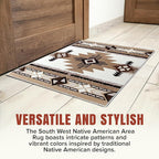 YHSF South West Native American Area Rug C318 - Easy Clean, Thick, Soft, Durable Native Tribal American Indian Inspired Rug for Bedroom/Living Room and More - Ivory, 5 ft 11 in x 8 ft 6 in