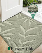 LUMI Front Door Mat Indoor Entrance 48"x72", Low Profile Welcome Mat, Non-Slip Washable Doormat with Rubber Backing for Entrance, Patio, Garage, Green