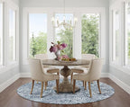 vivorug Round Rug 4ft Vintage-Inspired Round Area Rug Non-Slip Indoor Carpet for Living Room Bedroom Entryway, Stain Resistant Home Decor Circle Rug, Blue Medallion
