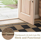 Vasofe 3x5 Plaid Rug, Jute Rugs, Washable Outdoor Indoor Checkered Carpets, Entryway Bedroom Potio Porch Kitchen Carpet, Non Slip Farmhouse Neutral Office Laundry Floor Mat, Black and Brown
