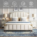 Easy-Going Area Rug 5x7 Washable Boho Rugs for Living Room Non-Slip Bedroom Rug Low Pile Lightweight Medallion Distressed Throw Rug for Dining Room Kitchen Home Office Carpet, Vintage Blue Cream