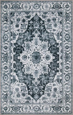 WILLSUN Washable Area Rugs, 4x6 Non-Slip Boho Large Area Rugs for Living Room, Bedroom, Machine Washable Vintage Rug, Indoor Floral Print Carpet for Home Decor, Kid & Pet Friendly Mat