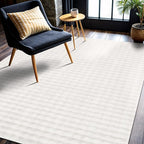 CAMILSON Modern White Non Slip Rug 5x7 Ultra Soft High Pile Area Rugs Non Skid Rubber Backing Durable & Easy to Clean Carpet for Living Room Bedroom Kids Room Indoor Use (5 x 7 White)