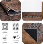 Keen Home Design 10x14 Rug - Machine Washable Area Rug with Non-Slip Backing, Ideal for Living Room, Dining Room, Bedroom - Vintage, Easy Clean, Durable, Low Pile Rug - (9'7" x 14')