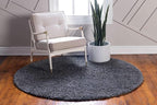 Unique Loom Davos Shag Collection Area Rug - Solid (4' 1" Round, Peppercorn)