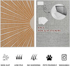 Boho Sun Print Area Rug for Living Room 5x7, Modern Abstract Non-Slip Washable Rugs, Soft Stripe Minimalism Carpet for Bedroom, Nursery, Entryway, Dining Room & Office Decor, Orange White