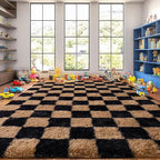 Upgrade Non-Slip Plush Rugs for Living Room, Soft Shaggy Carpets for Living Room, Fuzzy Rugs for Kids' Room, Perfect Decor for Modern Home Grid 8x10Feet