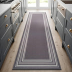 Beverly Rug Non Slip Area Rugs 2x7 Modern Bordered Non Skid Rubber Backing Soft Runner Rug for Living Dining Room Easy to Clean Non Shedding Kitchen Bedroom Indoor Carpet 2 x 7 Gray