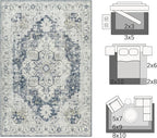 jinchan Kelda Area Rug 8x10 Washable Living Room Rug Vintage Soft Indoor Large Floor Cover Retro Distressed Mat Accent Lightweight Non-Slip Thin Carpet for Kitchen Bathroom Bedroom Grey