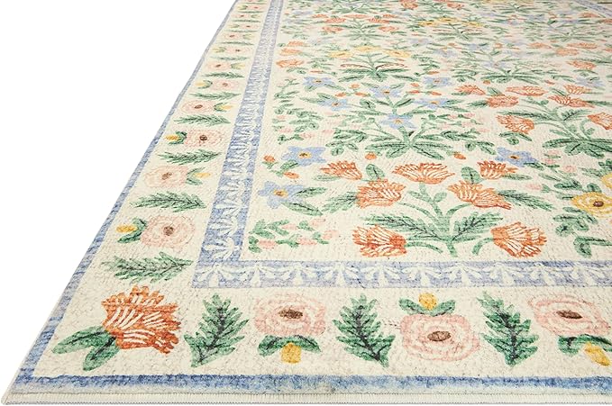 Loloi Rifle Paper Co. Eden Collection EDE-02 Mughal Garden Cream 2'-6" x 9'-6" Runner Rug feat. CloudPile™
