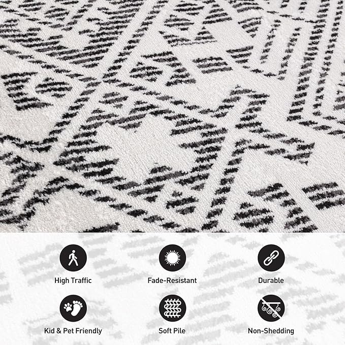Rugshop Boho Cream Tribal Area Rug 5x7 – Modern Indoor Carpet for Living Room, Bedroom, or Entryway – Non-Shedding, Low Pile Geometric Design 5' x 7'