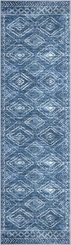 KILOCOCO Hallway Runner Rug 2x7 Runners for Hallways Washable Runner Rug Non Slip Rubber Backed Low-Pile Runners for Bedroom Kitchen Living Room Laundry Room Boho Rugs, Stonewashed Blue