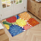 2x3 Colorful Washable Small Rug Tropical Botanical Modern Floral Indoor Chenille Door Mat Carpet Non Slip for Patio, Entry Way, Entrance, Porch, Rainbow