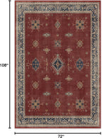 RUGGABLE Washable Vintage Area Rug – Verena Amber Red 6x9, Stain-Resistant, Non-Slip – Medium Machine Washable Rugs for Living Room, Bedroom, Hallway, Entryway & Office–with Standard Pad