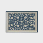 EVERGRACE Area Rugs for Living Room 6x9, Boho Floral Faux Wool Indoor Outdoor Rugs, Washable Rugs for Bedroom Dining Room Entryway Kitchen, Low Pile Floor Mat Carpet for Home Decor, Navy Blue