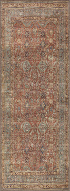 Bloom Rugs Washable Non-Slip 10 ft Runner - Terracotta/Mustard Traditional Runner for Entryway, Hallway, Bathroom, and Kitchen - Exact Size: 2.5' x 10'