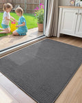 Color&Geometry Front Door Mat Indoor Non Slip Rubber Backing, 32"x48" Ultra Thin Doormat, Soft Absorbent Inside Doormat Washable Easy Clean Rugs for Entryway, Slate Gray (Rolled-up NO Creases)