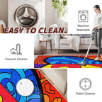 Abstract Area Rugs - Colorful Pop Art Rug 3x5, Hippie Aesthetic Funky Washable Lightweight Carpet Room Decor #C120