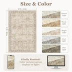 Beige Entryway Rug Indoor, 2x3 Small Door Rugs for Entry Way/Kitchen/Bathroom, Washable Non Slip Low Pile Thin Door Mat Indoor Entrance, Vintage Neutral Earth Tone Rug with Decorative Fringe