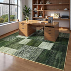 DweIke Washable Area Rugs for Living Room, 4x6 Soft Bedroom Rugs, Geometric Print Non-Slip Modern Rug, Stain Resistant Throw Carpets for Office Nursery Dining Room Home Dorm Decor, Green
