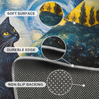 Black Cat Rugs for Bedroom - 3x5 Area Rug - Starry Sky Countryside Rugs for Living Room, Vintage Oil Painting Art Rug, Washable Home Decor Carpet