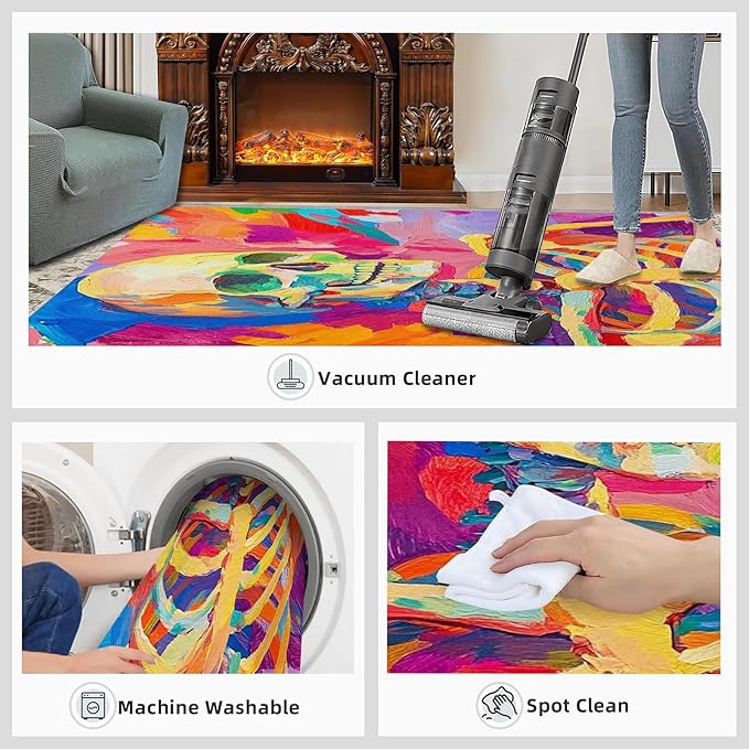 6x8 Abstract Graffiti Classroom Rugs - Colorful Skeletons Playroom Rug, Pop Art Carpet Area Rug for Girls Bedroom Kids Room Basement Office Classroom