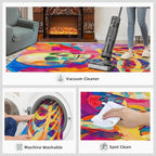 4x6 Abstract Graffiti Cafe Rug - Colorful Skeletons Rugs for Bedroom Aesthetic, Pop Art Soft Comfortable Non-Slip for Offie Bedroom Study Boy Girl Room Hotel Dorm