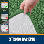 OLANLY Bathroom Rugs 44x24, Extra Soft Absorbent Chenille Bath Rugs, Rubber Backing Quick Dry, Machine Washable Bath Mats for Bathroom Floor, Tub and Shower, Home Decor Accessories, Olive Green