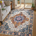 Ciicool 3x5 Area Rug, Washable Boho Rugs for Bedroom Non-Slip Indoor Rugs Large Low-Pile Mat Floor Carpet Vintage Rug for Kitchen Living Room Office Dinning Foyer Decor