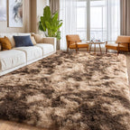 Soft Shaggy Rugs Fluffy Rug, Plush Area Rugs for Living Room Nursery Home Decor, Tie-Dyed Brown Anti-Skid Rectangular Fuzzy Rug 8x10 Feet