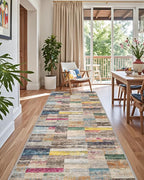 LUMI Washable Rug, 23x87 Kitchen Rugs for Entryway Bathroom, Non-Slip Indoor Door Mat Ultra-Thin, Small Oriental Throw Carpet for Bedroom Entry, Multicolor