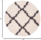SAFAVIEH Dallas Shag Collection Area Rug - 6' Round, Ivory & Dark Grey, Trellis Design, Non-Shedding & Easy Care, 1.5-inch Thick Ideal for High Traffic Areas in Living Room, Bedroom (SGD257H)