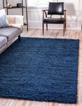 Unique Loom Solid Shag Collection Area Rug (10' x 13' Rectangle, Sapphire Blue/ Navy Blue)
