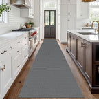 IOHOUZE Washable Exrea Long Hallway Runner Rug 3x18 Non Slip Rubber Backed Kitchen Runner Entryway Runner Indoor, Woven Rugs Floor Carpet for Kitchen Hall Entryway Stair, Dark Grey