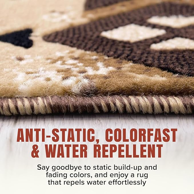 YHSF South West Native American Area Rug C318 - Easy Clean, Thick, Soft, Durable Native Tribal American Indian Inspired Rug for Bedroom/Living Room and More - Berber, 8 Feet x 10 Feet