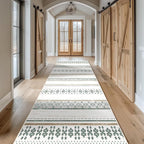 BESTSWEETIE 2x8 Area Rugs for Living Room Washable Moroccan Farmhouse Neutral Geometric Low Pile Non-Slip Soft Print Pattern Rug for Bedroom Kitchen Dining Room Entryway Green/Brown