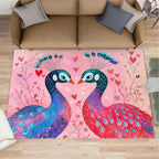 Cartoon Peacock Rug Small - 4x5 Rug, Colorful Peacock Washable Rugs for Living Room, Floral Botanical Carpet, Boho Non-Slip Area Rugs for Bedroom, Peafowl Carpet - Peafowl Home Decor & Gifts