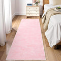 RUGSREAL Modern Runner Rug 2.5x8 Stain Resistant Washable Kitchen Runner Carpet ith Rubber Backing Low Pile Contemporary Solid Color Entryway Mat Ultra Soft Rug for Living Room Bedroom, Pink