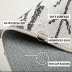 Area Rug 8x8 Rug Machine Washable Non-Slip Low Pile Print Pattern Western Rug for Living Room Bedroom Entryway Tribal Series -Navywhite/Black
