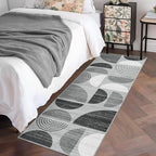 MUJOO Runner Rug Washable,2x6 Area Rugs for Hallways Kitchen Bathroom Bedroom Entryway,Non Slip Carpet Long Mat Indoor,Boho Soft Modern Abstract Black and Grey