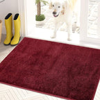PURRUGS Dirt Trapping Door Mat 20" x 31.5", Non-Slip Machine Washable Entry Rug, Shoe Scraper, Dog Doormat, Super Absorbent Welcome Mat for Front & Back Door, Muddy Shoes & Paws, Burgundy Red
