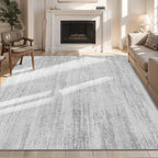 MUJOO 6x9 Area Rugs Washable,Modern Abstract Rugs for Living Room Bedroom Dining Room,Large Non Slip Throw Carpet Indoor,Low Pile Accent Neutral Grey
