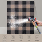 Tangsoo Checkered 4x6 Washable Easy Jute Area Rug for Patio,Non-Slip Black Grey Indoor Outdoor Rug,Modern Throw Mat Ultra Thin Carpet for Front Porch Kitchen Bedroom Foyer
