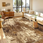 Washable Area Rugs 2'x8' Non-Slip Modern Abstract Soft for Living Room Entryway Bedroom Nursery, Print Pattern, Brown Tan Beige Coffee